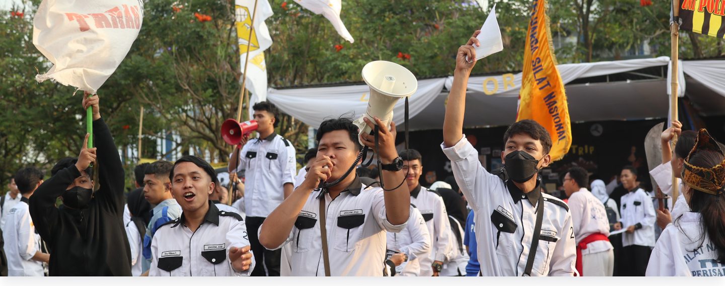 Group of students happy to be back at university